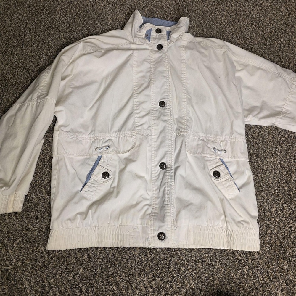 Vintage Innovations By Izzi Jacket Womens‎ XL White Nautical Windbreaker Lined